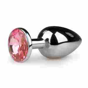 Metal Butt Plug Silver/Pink - S