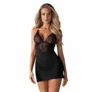 Negligee With Mesh And Crossed Straps