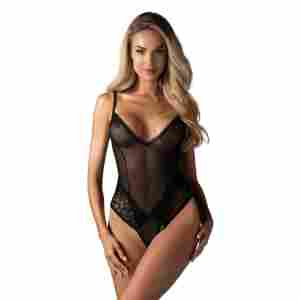Obsessive - Blomentis Crotchless Teddy - Black