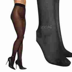 Obsessive - Norless Sexy Crotchless Tights - Black