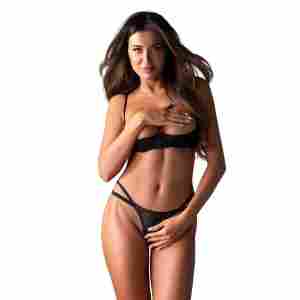 Obsessive - Nutris Crotchless Two-Piece Set - Black