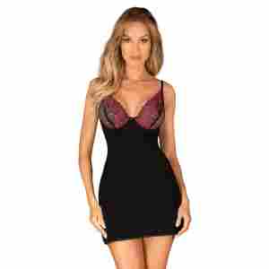 Obsessive - Rosenty Babydoll & String - Black/Purple