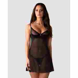 Obsessive - Stelisa Chemise & Thong - Black