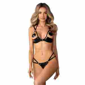 Obsessive – Keira Lise 2-Piece Crotchless Set – Black