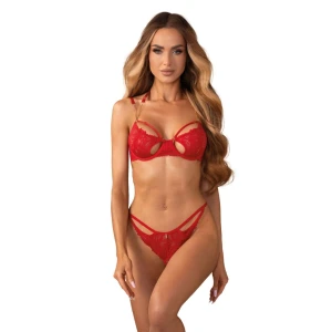 Obsessive – Matildea 2-Piece Crotchless Set – Red