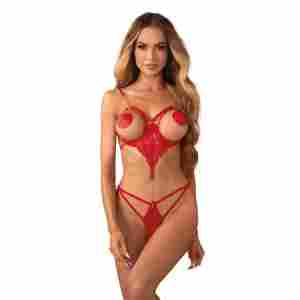 Obsessive – Matildea Crotchless Teddy – Red