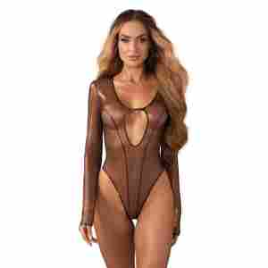 Obsessive – Soranna Long-Sleeved Crotchless Teddy – Brown