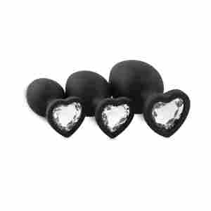 Silicone Buttplug Set with Diamond - Heart