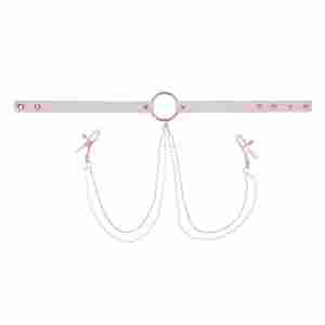 Sportsheets – S&M Peaches ‘n CreaMe Collar with Nipple Clamps – Cream