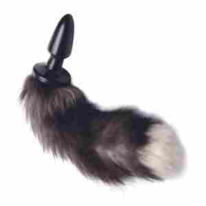 TAILZ - Fox Tail Anal Plug - Black/White