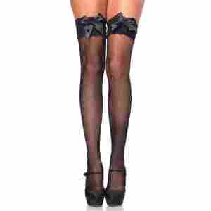 Thigh High With Bow - Black