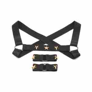 XR Brands - Chest Harness with Armbands - Black
