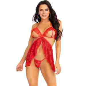Babydoll with Peek-A-Boo Cups and String