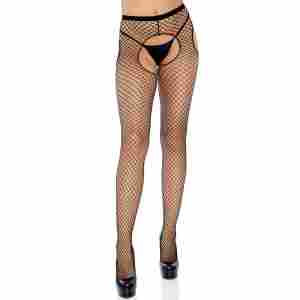 Crotchless Fishnet Suspender Pantyhose