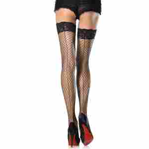 Elastane Fishnet Stay Up with Lace Top