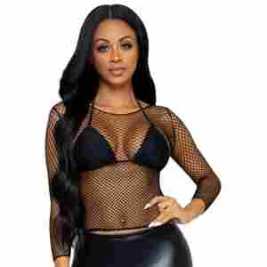 Elastane Long Sleeved Fishnet Shirt