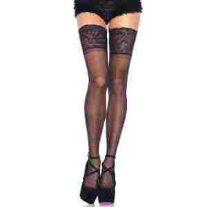 Elastane Sheer Stay Up with Lace Top