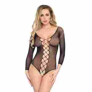 Fishnet Crotchless Teddy