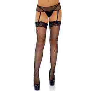 Fishnet Stockings with Lace Top