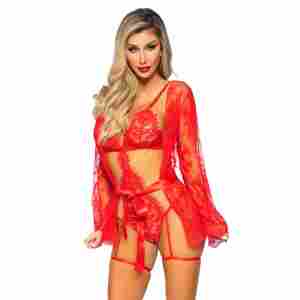 Garter Teddy with String Back and Robe