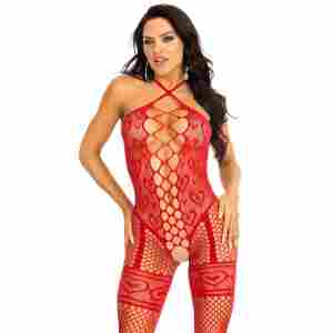 Heart Net Halter Bodystocking