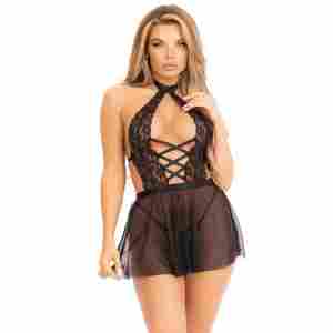 Lace Babydoll with Skirt and String