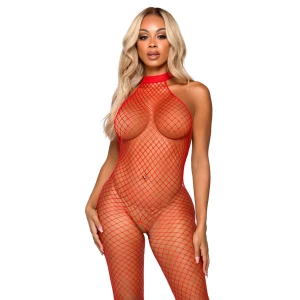 Net Racer Neck Backless Bodystocking