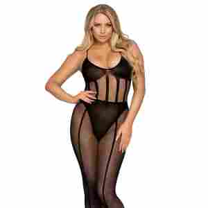 Net and Opaque Bodysuit and Skirt