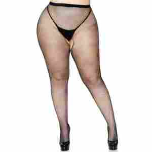 Plus Crotchless Fishnet Pantyhose