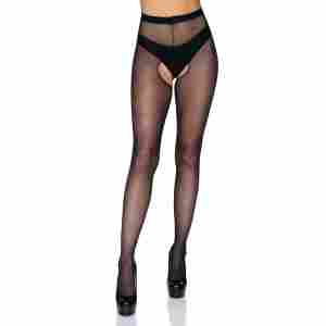 Plus Sheer Crotchless Pantyhose