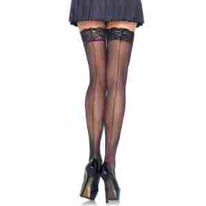 Sheer Backseam Stockings with Lace Top