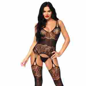 Strappy Rose Lace Suspender Bodystocking