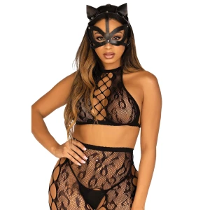 Vegan Leather Studded Cat Mask