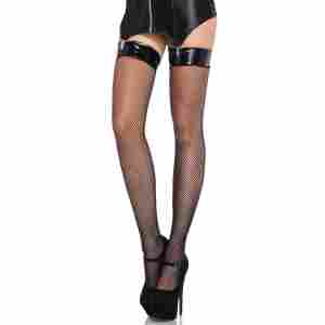 Vinyl Top Fishnet Thigh Highs