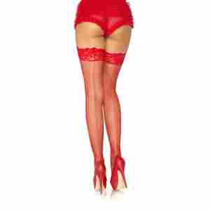 Elastane Fishnet Stay Ups with Backseam