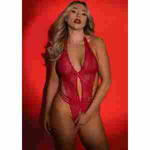 Flirty Lace Teddy With Open Crotch