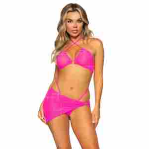 Mesh Bra Top with String and Sarong