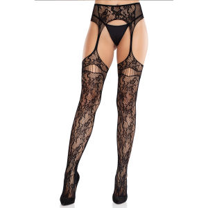 Net Stockings with Attached Garter Belt