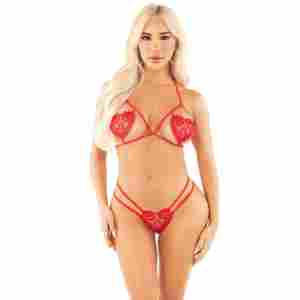 Open Cup Bra and Pearl String