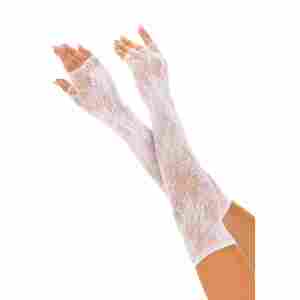 Opera Length Floral Net Fingerless Gloves