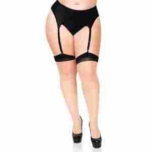 Plus Elastane 2-tone Stockings with Backseam