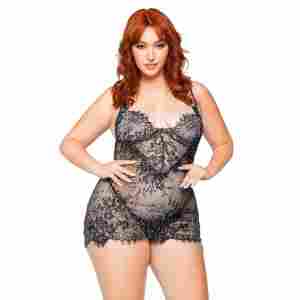 Plus Rhinestone Mini Dress and String