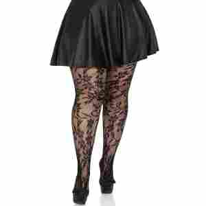 Plus Seamless Floral Lace Pantyhose