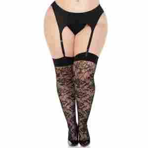 Plus Wild Rose Net Thigh Highs