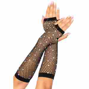 Rhinestone Fishnet Arm Warmers