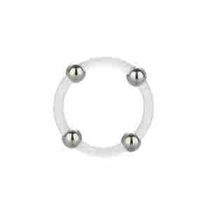 Steel Beaded Silicone Ring L