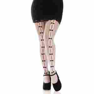 Sweetheart Striped Net Pantyhose