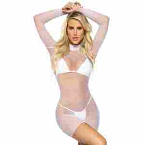 Ultra Net High Neck Mini Dress