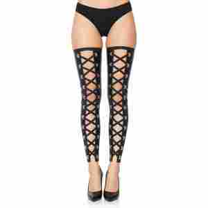 Wetlook Footless Lace Up Thigh